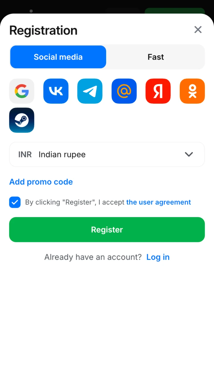 You can quickly join 1win platform by registering.