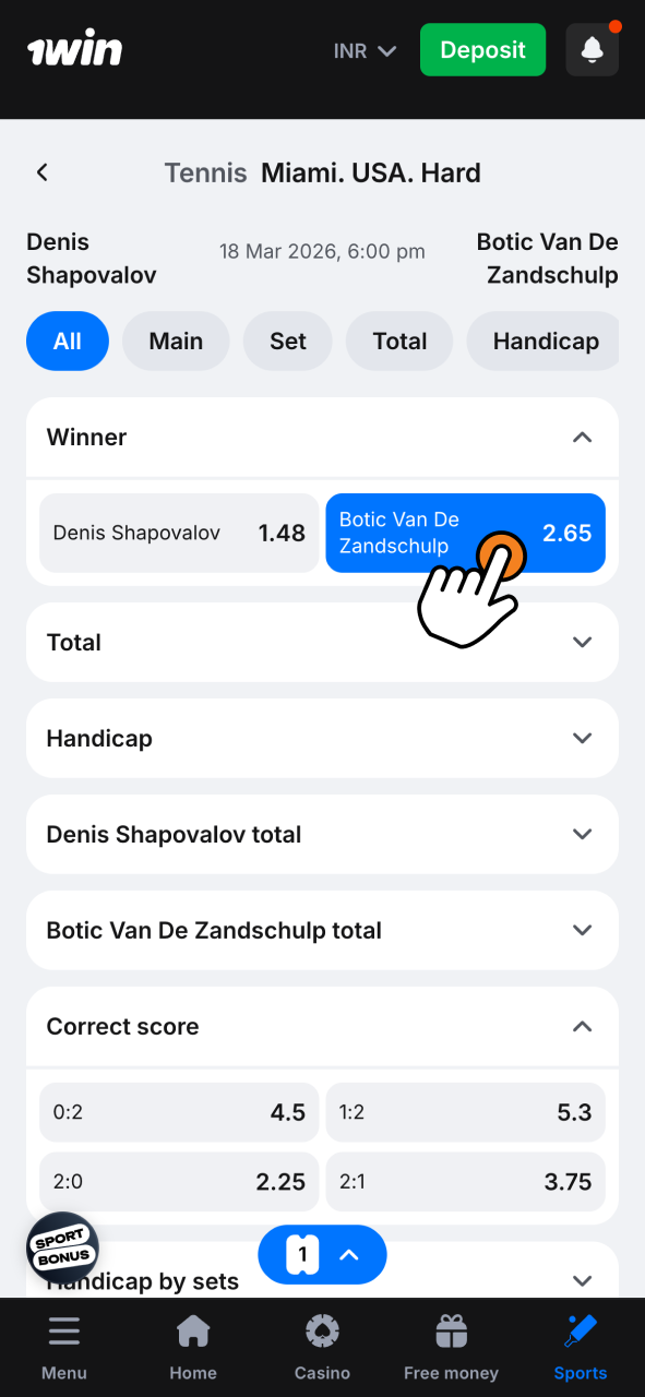 Select your option on 1Win and build your bet quickly with intuitive odds comparison.